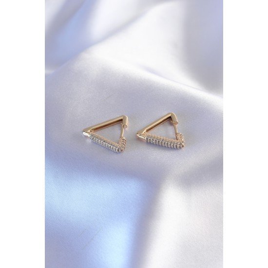 Gold Renk Zirkon Taşlı Üçgen Model Kadın Küpe Gold Renk Zirkon Taşlı Üçgen Model Kadın Küpe