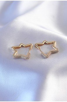 Gold Renk Zirkon Taşlı Yıldız Model Kadın Küpe Gold Renk Zirkon Taşlı Yıldız Model Kadın Küpe