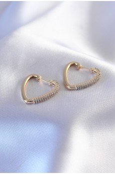 Gold Renk Zirkon Taşlı Kalp Model Kadın Küpe Gold Renk Zirkon Taşlı Kalp Model Kadın Küpe
