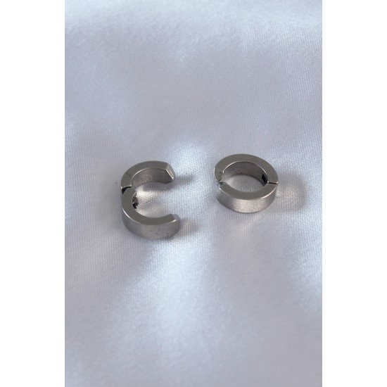 316L Çelik Gümüş Renk Sıkıştırmalı Erkek Küpe 316L Çelik Gümüş Renk Sıkıştırmalı Erkek Küpe