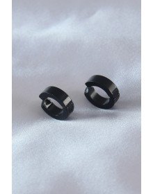 Çelik Siyah Renk Sıkıştırmalı Erkek Küpe