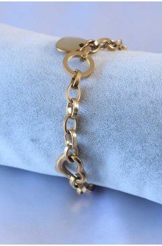 316L Çelik Gold Renk Kalp Figür Zincir Model Kadın Bileklik 316L Çelik Gold Renk Kalp Figür Zincir Model Kadın Bileklik