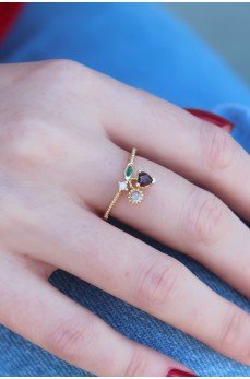 Gold Renk Kiraz Model Zirkon Taşlı Kadın Yüzük Gold Renk Kiraz Model Zirkon Taşlı Kadın Yüzük