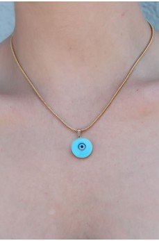 316L Çelik Gold Renk Nazar Boncuk Model Kadın Kolye