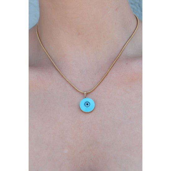 316L Çelik Gold Renk Nazar Boncuk Model Kadın Kolye 316L Çelik Gold Renk Nazar Boncuk Model Kadın Kolye