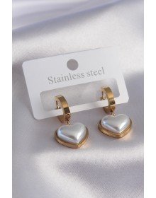 316L Çelik Gold Renk Kalp Model Kadın Küpe