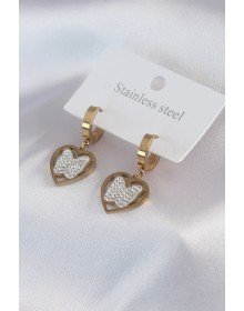 316L Çelik Gold Renk Kelebek Model Zirkon Taş Detay Kadın Küpe