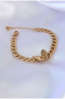 316L Çelik Gold Renk Kelebek Figür İşleme Detay Zincir Model Kadın Bileklik 316L Çelik Gold Renk Kelebek Figür İşleme Detay Zincir Model Kadın Bileklik