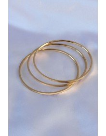 316L Çelik Gold Renk 3'lü Ajda Model Kadın 60 mm Bilezik