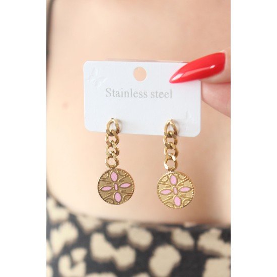 316L Çelik Gold Renk Sallantı Çiçek Model İşleme Detay Kadın Küpe 316L Çelik Gold Renk Sallantı Çiçek Model İşleme Detay Kadın Küpe