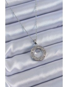 316L Çelik Gümüş Renk Zirkon Taşlı Model Kadın Kolye