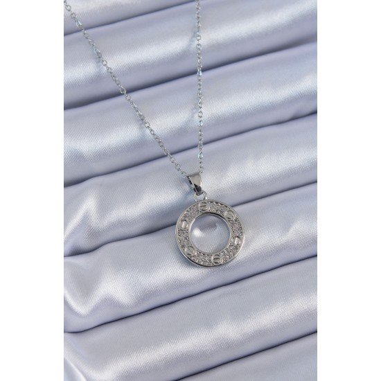 316L Çelik Gümüş Renk Zirkon Taşlı Model Kadın Kolye 316L Çelik Gümüş Renk Zirkon Taşlı Model Kadın Kolye