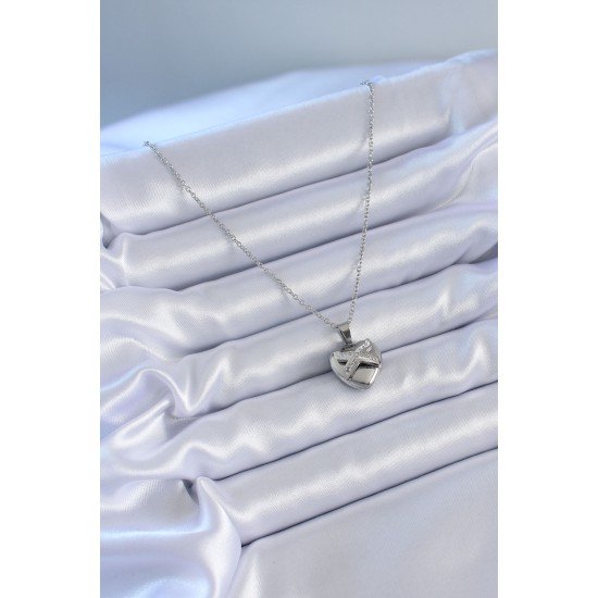 316L Çelik Gümüş Renk Zirkon Taşlı Kalp Model Kadın Kolye 316L Çelik Gümüş Renk Zirkon Taşlı Kalp Model Kadın Kolye