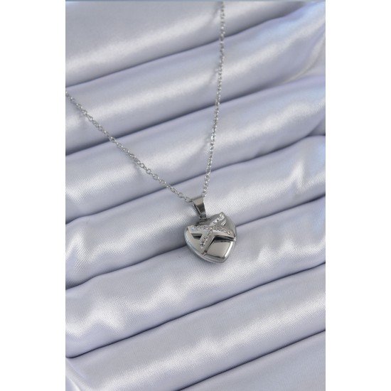 316L Çelik Gümüş Renk Zirkon Taşlı Kalp Model Kadın Kolye 316L Çelik Gümüş Renk Zirkon Taşlı Kalp Model Kadın Kolye