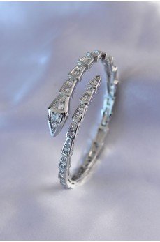 VIP Seri Yılan Model Gümüş Renk Kadın Kelepçe Bileklik