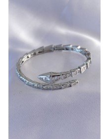 VIP Seri Yılan Model Gümüş Renk Kadın Kelepçe Bileklik