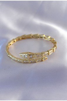 VIP Seri Yılan Model Gold Renk Kadın Kelepçe Bileklik