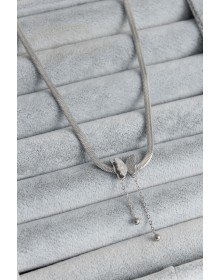 316L Çelik Gümüş Renk İtalyan Zincir Model Simli Kelebek Figür Kadın Kolye