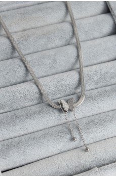 316L Çelik Gümüş Renk İtalyan Zincir Model Simli Kelebek Figür Kadın Kolye