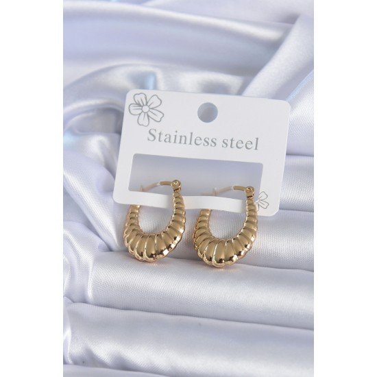 316L Çelik Gold Renk İşlemeli Halka Model Kadın Küpe 316L Çelik Gold Renk İşlemeli Halka Model Kadın Küpe