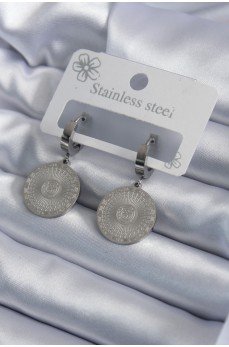 316L Çelik Gümüş Renk İşleme Detay Kadın Küpe