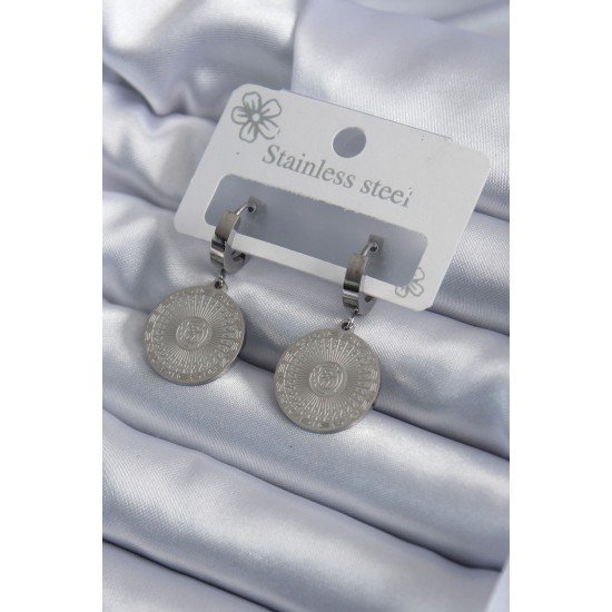 316L Çelik Gümüş Renk İşleme Detay Kadın Küpe 316L Çelik Gümüş Renk İşleme Detay Kadın Küpe