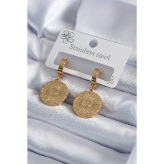 316L Çelik Gold Renk İşleme Detay Kadın Küpe 316L Çelik Gold Renk İşleme Detay Kadın Küpe