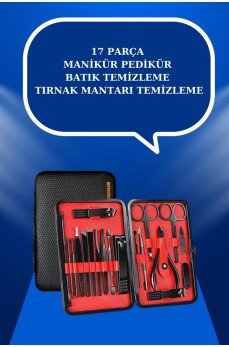 17 Parça El Ayak Bakım Seti Tırnak Temizleme Manikür Pedikür Cımbız Törpü Tırnak Makası