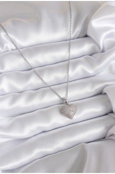 316L Çelik Zincir Gümüş Renk Zirkon Taş Detay Kalp Model Kadın Kolye