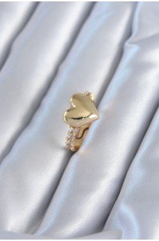 Gold Renk Pirinç Zirkon Taşlı Kalp Model Kadın Yüzük Gold Renk Pirinç Zirkon Taşlı Kalp Model Kadın Yüzük