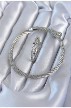 316L Çelik Gümüş Renk Sarmal Model Erkek Bileklik Yüzük Kombini 316L Çelik Gümüş Renk Sarmal Model Erkek Bileklik Yüzük Kombini