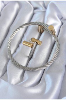 316L Çelik Gümüş Renk Gold Detay Sarmal Model Erkek Bileklik Yüzük Kombini 316L Çelik Gümüş Renk Gold Detay Sarmal Model Erkek Bileklik Yüzük Kombini