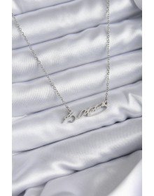 316L Çelik Zincir Gümüş Renk Atatürk İmza Figür Kadın Kolye