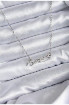 316L Çelik Zincir Gümüş Renk Atatürk İmza Figür Kadın Kolye