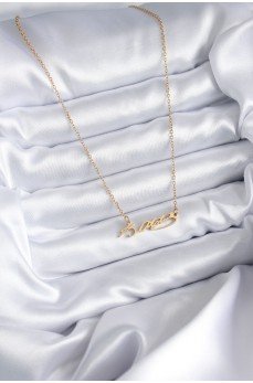316L Çelik Zincir Gold Renk Atatürk İmzası Model Kadın Kolye