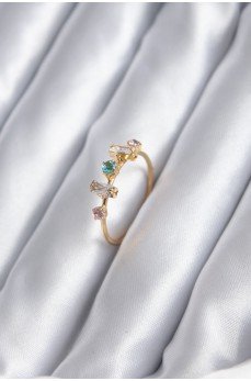 Gold Renk Zirkon Taşlı Renkli Zirkon Taşlı Kadın Yüzük Gold Renk Zirkon Taşlı Renkli Zirkon Taşlı Kadın Yüzük