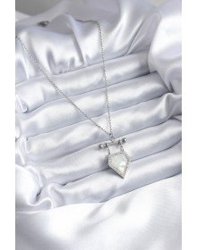 316L Çelik Gümüş Renk Zirkon Taş Detay Kadın Kolye