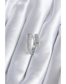 Pirinç Gümüş Renk Zirkon Taşlı Çivi Model Kadın Yüzük
