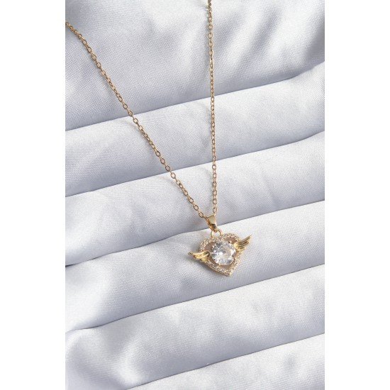 316L Çelik Gold Renk Zincir Zirkon Taşlı Kalp Model Kadın Kolye 316L Çelik Gold Renk Zincir Zirkon Taşlı Kalp Model Kadın Kolye