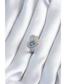 Pirinç Gümüş Renk Kalp Model Yıldız Zirkon Taş Detay Kadın Yüzük