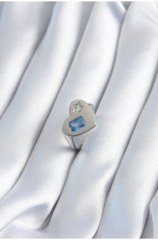 Pirinç Gümüş Renk Kalp Model Yıldız Zirkon Taş Detay Kadın Yüzük