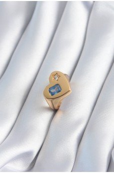 Pirinç Gold Renk Kalp Model Zirkon Taş Yıldız Detay Kadın Yüzük Pirinç Gold Renk Kalp Model Zirkon Taş Yıldız Detay Kadın Yüzük