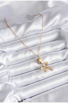 316L Çelik Gold Renk Gül Model Kadın Kolye