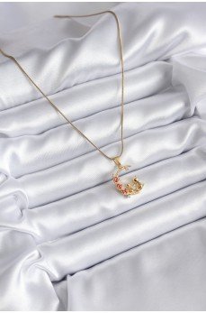 316L Çelik Gold Renk Hilal Kedi Model Zirkon Taşlı Detay Kadın Kolye