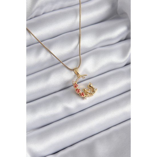 316L Çelik Gold Renk Hilal Kedi Model Zirkon Taşlı Detay Kadın Kolye 316L Çelik Gold Renk Hilal Kedi Model Zirkon Taşlı Detay Kadın Kolye