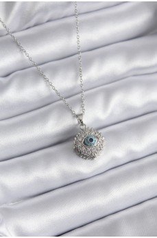 316L Çelik Gold Renk Zirkon Taşlı Göz Model Kadın Kolye