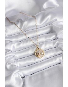 316L Çelik Gold Renk Zirkon Taşlı Jaguar Model Kadın Kolye