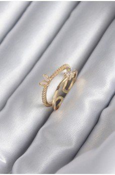 Pirinç Gold Renk Zirkon Taş Detay Kelebek Model Kadın Yüzük Pirinç Gold Renk Zirkon Taş Detay Kelebek Model Kadın Yüzük