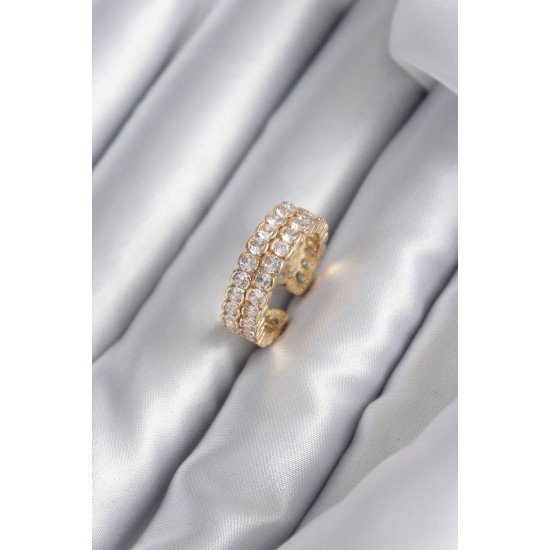 Pirinç Gold Renk Zirkon Taşlı Kadın Yüzük Pirinç Gold Renk Zirkon Taşlı Kadın Yüzük
