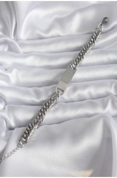 316L Çelik Gümüş Renk İsim Yazılabilir Plaka Model Kadın Bileklik